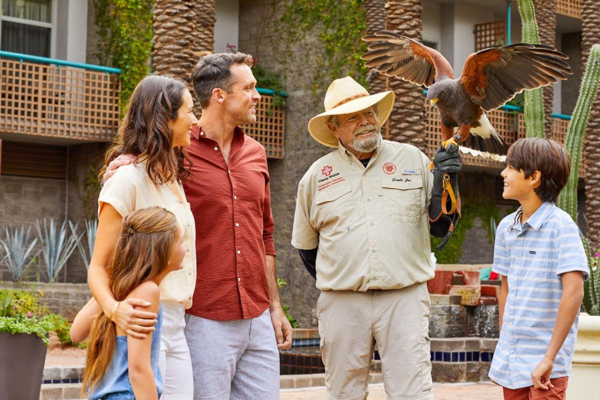 Family with Liberty Wildlife at Grand Hyatt Scottsdale Resort. Credit: Grand Hyatt Scottsdale Resort.