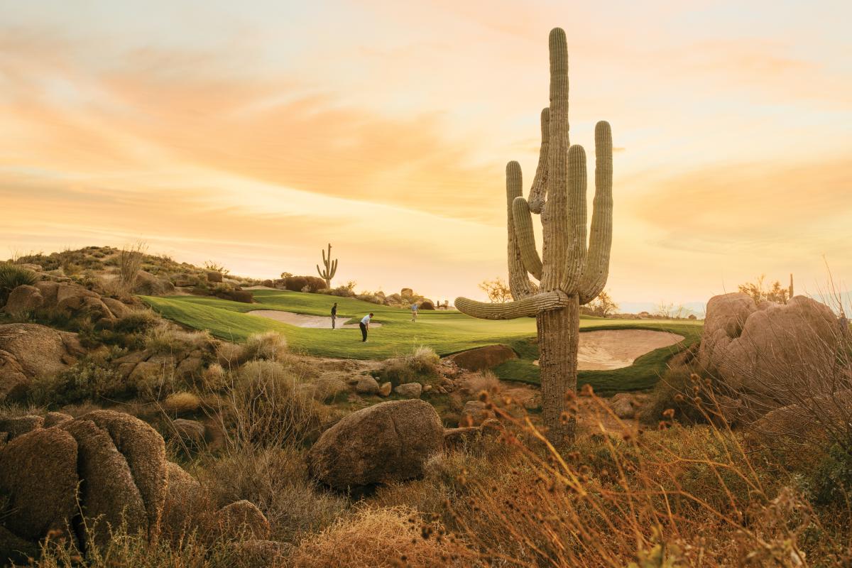 Three men golfing at Troon North Golf Club