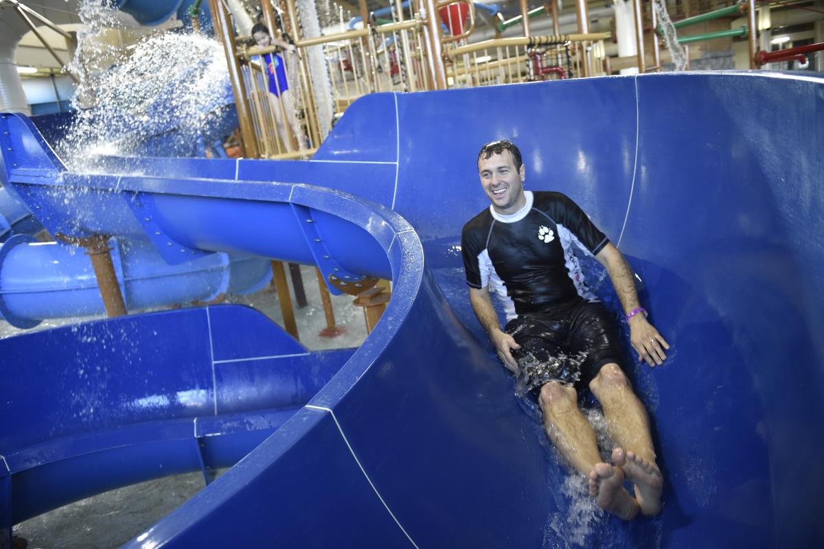 Great Wolf Lodge Man on Slide