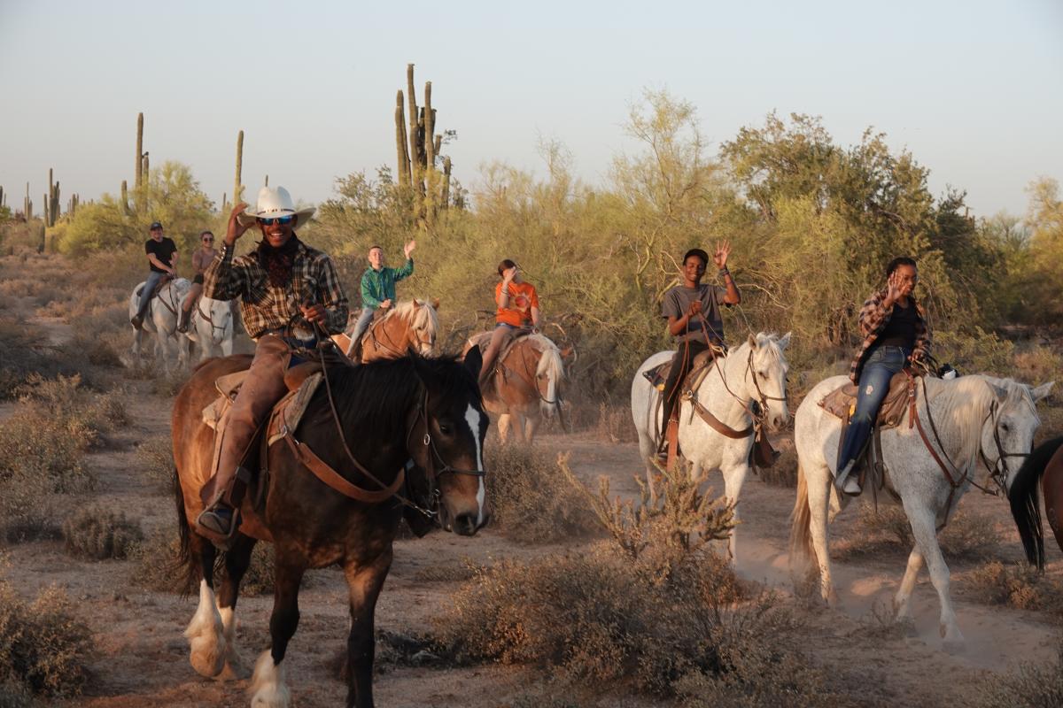Group of people at MacDonald's Ranch Horseback Riding in Scottsdale